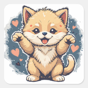 Playful Pet Parade Square Sticker