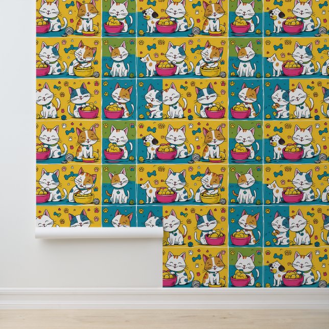 Playful Pets & Happy Hearts Peel and Stick Wallpaper (Application)