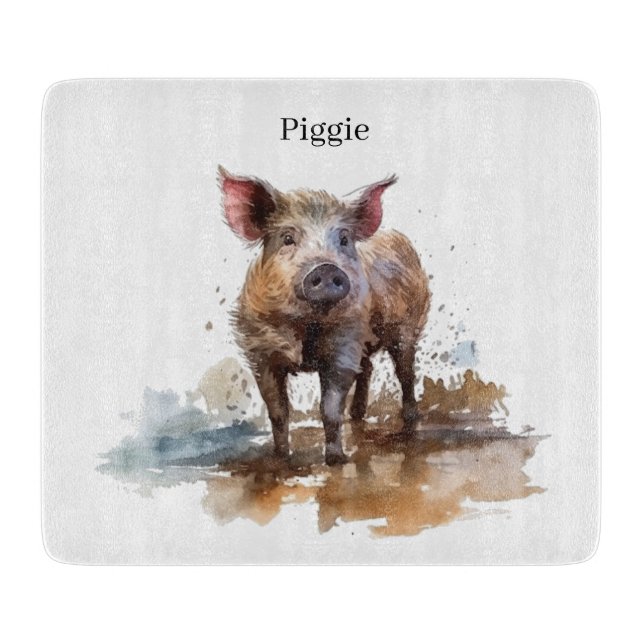 Playful Piglet, custom Cutting Board (Front)