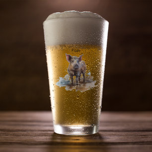 Playful Piglet, custom Glass