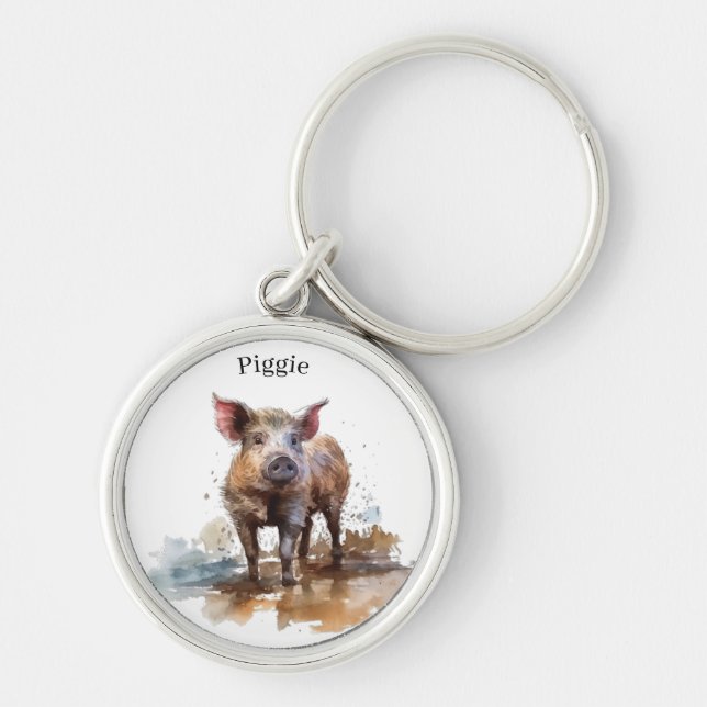 Playful Piglet, custom Key Ring (Front)