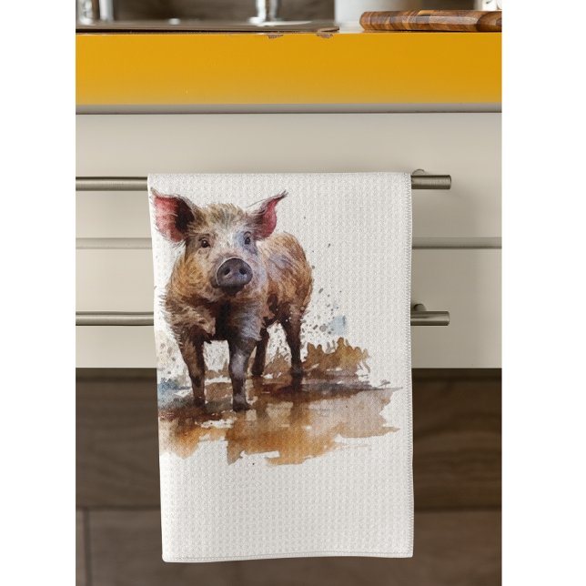 Playful Piglet, custom Tea Towel (Creator Uploaded)