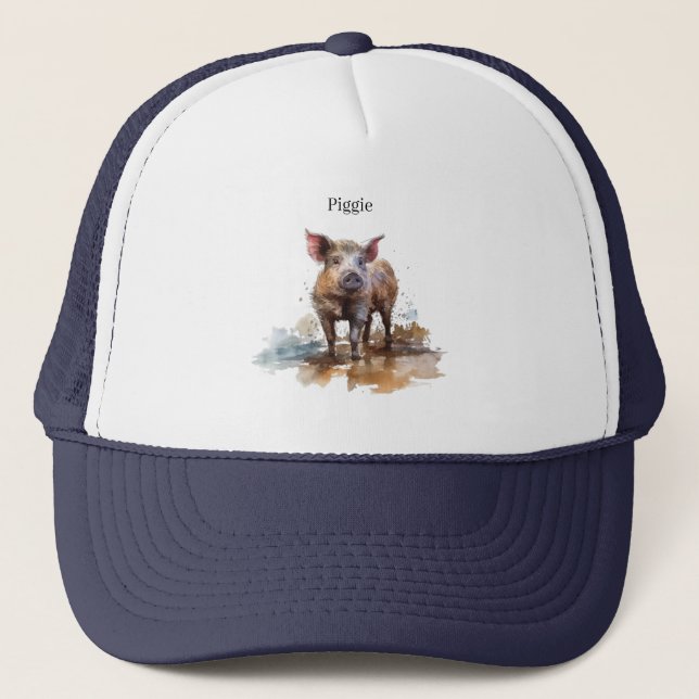 Playful Piglet, custom Trucker Hat (Front)