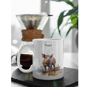 Playful Piglet, custom Two-Tone Coffee Mug