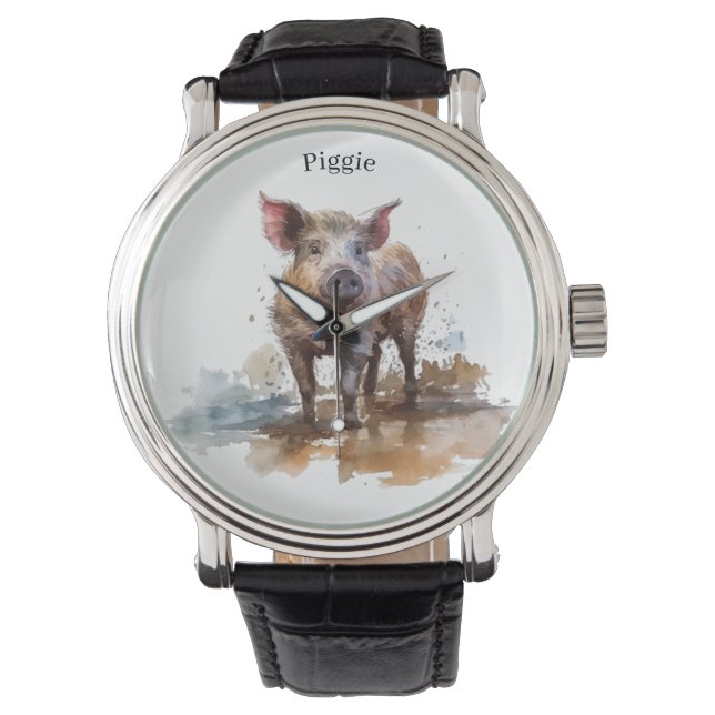 Playful Piglet, custom Watch (Front)