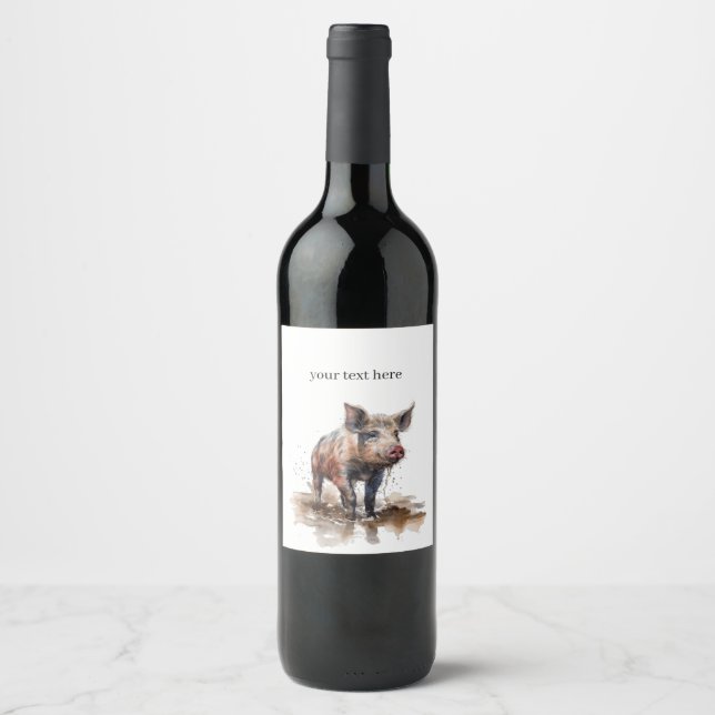 Playful Piglet, custom Wine Label (Front)