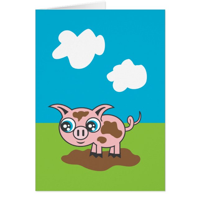 Playful Piglet Greeting Card (Front)