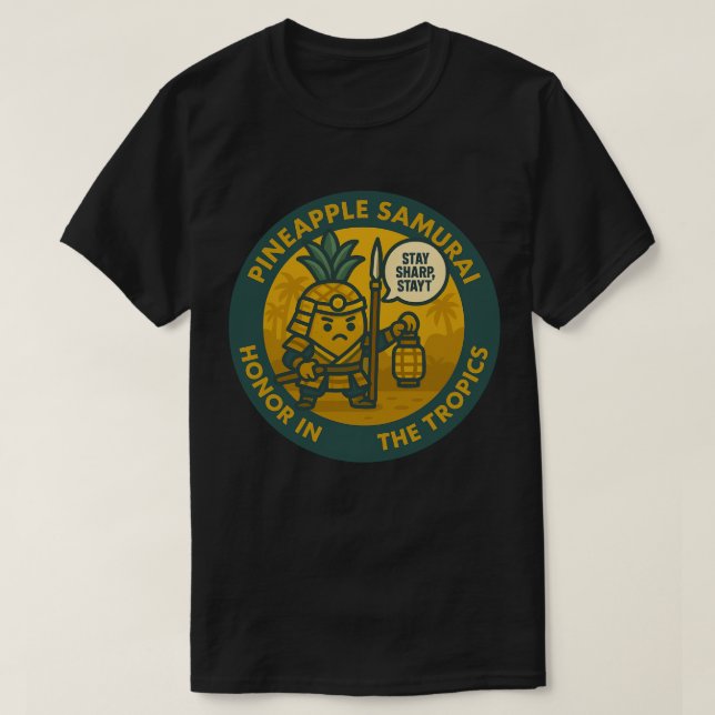 Playful Pineapple Samurai Martial T-Shirt (Design Front)