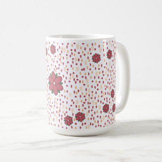 Playful Pink an Red Folk Art Floral Mug