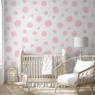 Playful Pink and White Dots Pattern Wallpaper