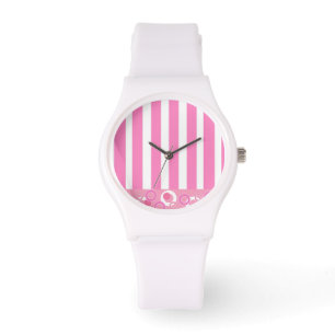Playful Pink and White Stripes Watch