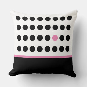 Playful Pink Black Polka Dot Cushion