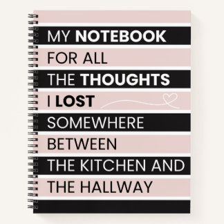  Playful Pink & Black Stripes  Notebook