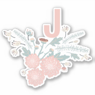 Playful Pink Cream Blue Repeat Floral Initial