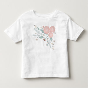 Playful Pink Cream Blue Repeat Floral Print Toddler T-Shirt
