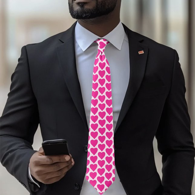 Playful  Pink Fuchsia Hearts Valentine Pattern  Tie (Creator Uploaded)