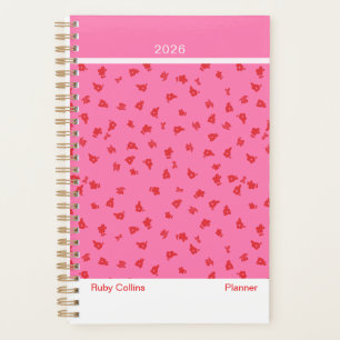 Playful Pink Minimalist Scattered Floral Planner
