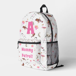 Playful Pink Monogrammed Pattern Printed Backpack