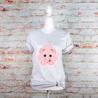 Playful Pink Piggy with Tongue Out T-Shirt