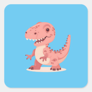 Playful Pink T-Rex Dino Square Sticker