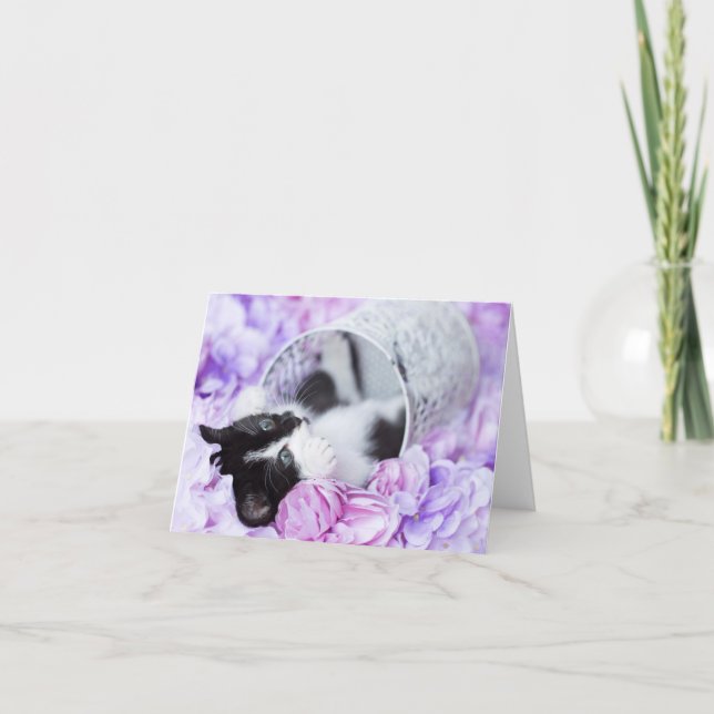 Playful "Pippa" Purple Floral blank notecard (Front)