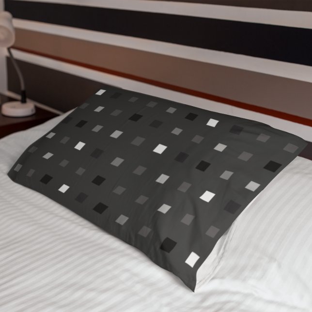  Playful Pixels Check Grey Black Pattern Pillowcase (Creator Uploaded)