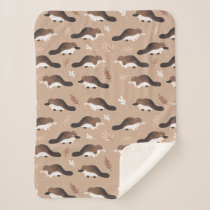 Playful Platypus Pattern Sherpa Blanket