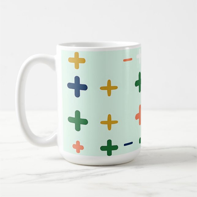 Playful Plus Signs Geometric Retro Pattern Coffee Mug (Left)