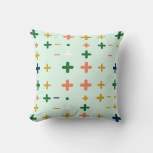 Playful Plus Signs Geometric Retro Pattern Cushion