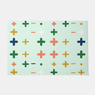 Playful Plus Signs Geometric Retro Pattern Doormat