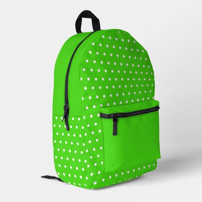 Playful Polka Dot – Fresh Green with Classic Charm Printed Backpack (Back Corner Left)
