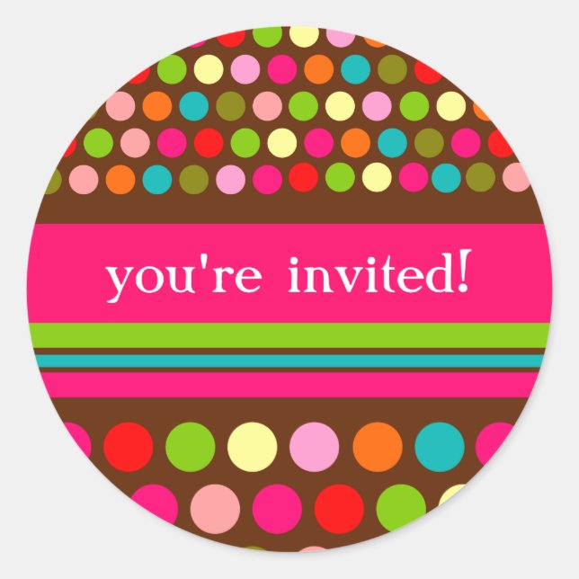 Playful Polka Dots Classic Round Sticker (Front)