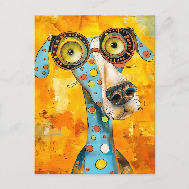 Playful Pop-Art Dog in Bright Hues Postcard (Front)