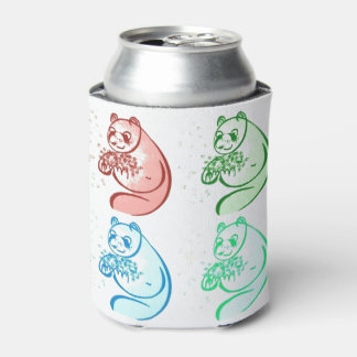 Playful Pop Art Panda Bear Can Cooler