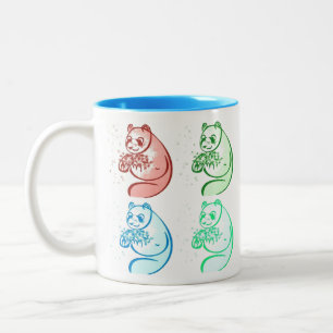 Playful Pop Art Panda Bear Two-Tone Coffee Mug