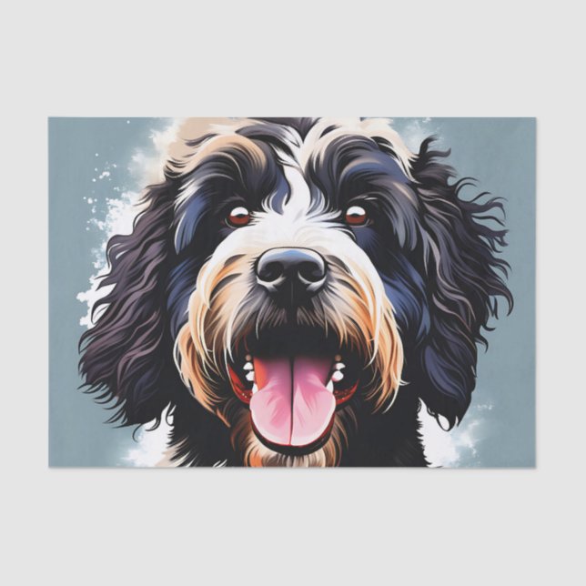 Playful Portuguese Water Dog Tissue Paper (Front)