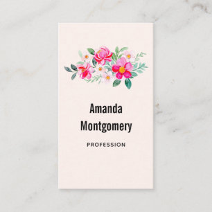 Playful Pretty Pink Flower Bouquet Business Card