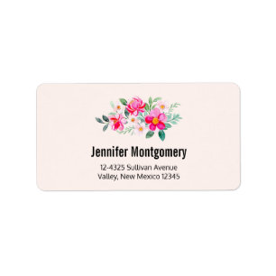 Playful Pretty Pink Flower Bouquet Label