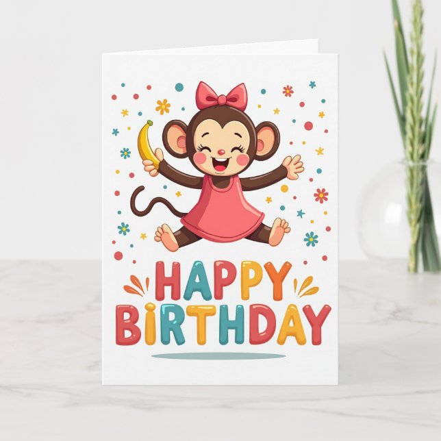Playful Primate Birthday Card (Front)