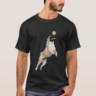 Playful Pug Fetching Chasing Tennis Ball T-Shirt
