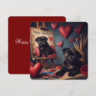 Playful Pug Valentine Card • Cute Dog Love