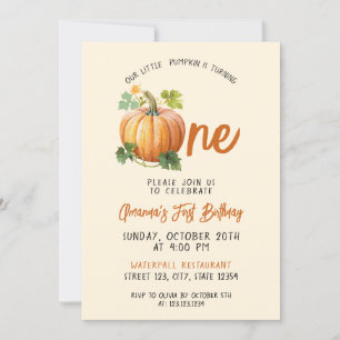 Playful Pumpkin Baby 1st Birthday Invitation