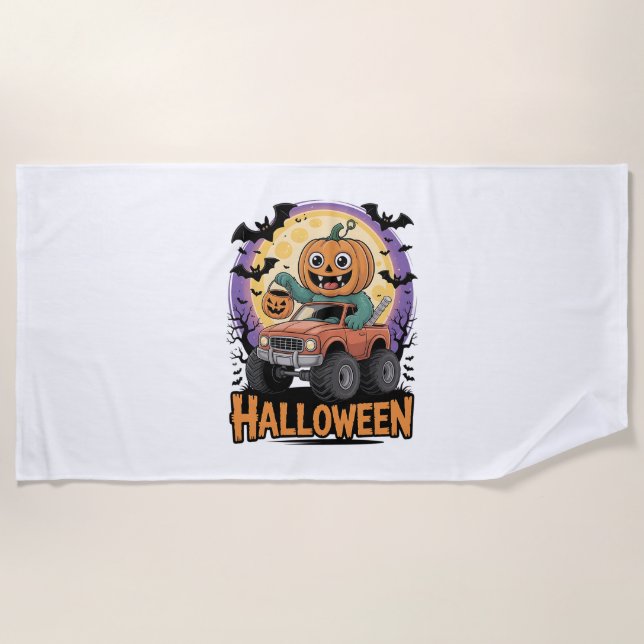 Playful Pumpkin Beach Towel (Front)