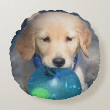 Playful Puppies Custom Round Throw Pillow
