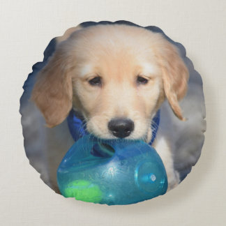 Playful Puppies Custom Round Throw Pillow