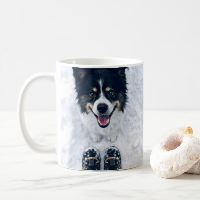 Playful Puppy Coffee Mug | Cute Dog Mug (With Donut)