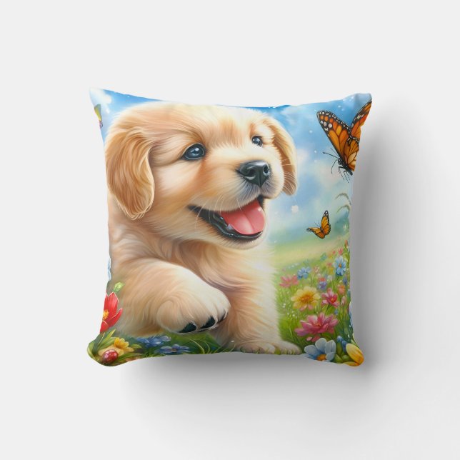 Playful puppy dog cushion (Front)