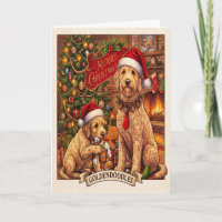 Playful Puppy Goldendoodles Merry Christmas Cosy