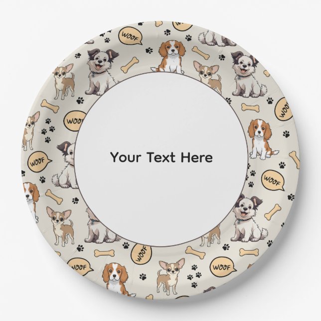 Playful Puppy Parade Paper Plate (Front)