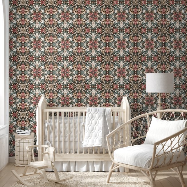 Playful Pups & Blossoming Vines Wallpaper (Kids)